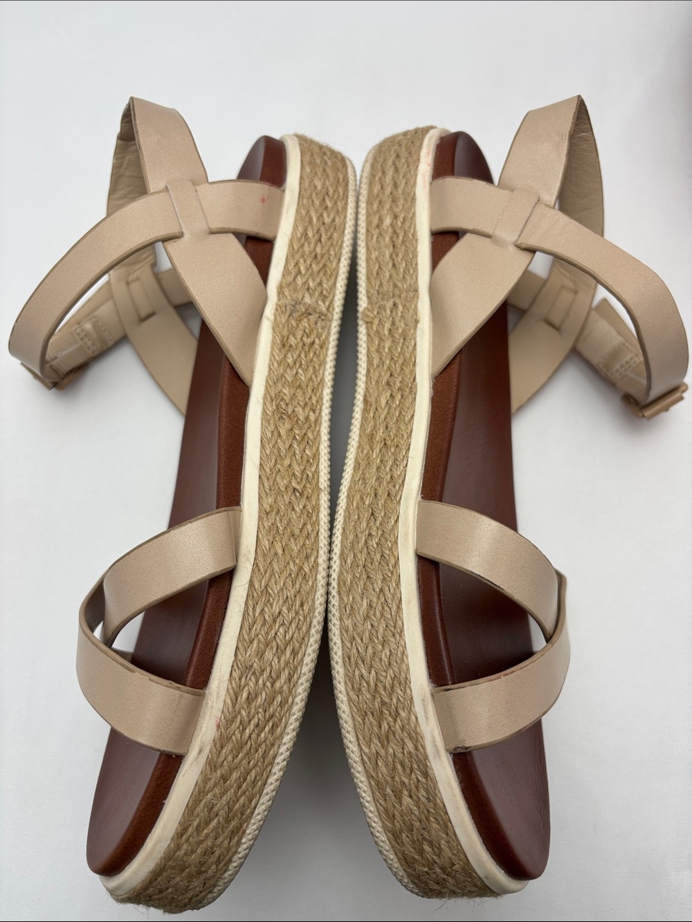 MIA Yanis Womens 8.5 Nude Beige Crisscross Espadrille Platform Sandals #481